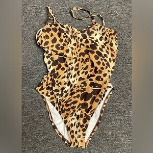 W Swim Brown Tan Animal Print One Piece Swimsuit